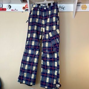 Orage Ski pants, Blue and yellow checkered, size small